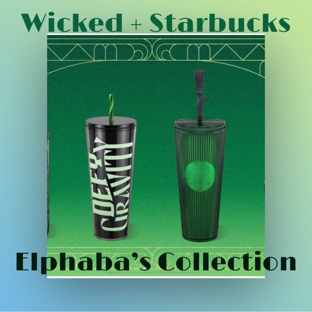 WICKED + STARBUCKS Elphaba's Glow in the Dark Cup Collection 2024.